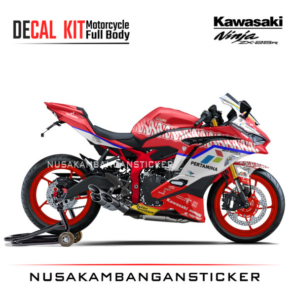 Decal Stiker Kawasaki Ninja ZX25R Livery Mandalika Racing Team Merah Sticker Full Body Nusakambangansticker