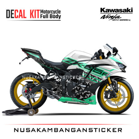 Decal Stiker Kawasaki Ninja ZX25R White Star Strip Hijau Tosca Sticker Full Body Nusakambangansticker
