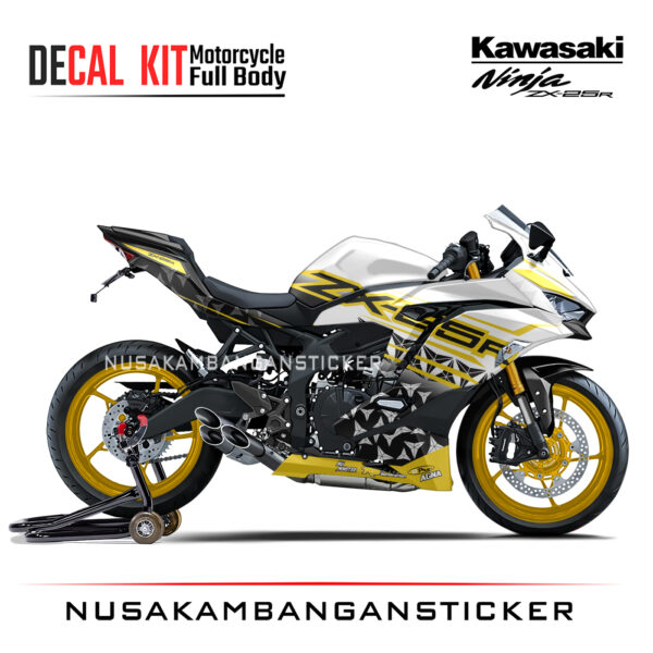 Decal Stiker Kawasaki Ninja ZX25R White Star Strip Kuning Sticker Full Body Nusakambangansticker