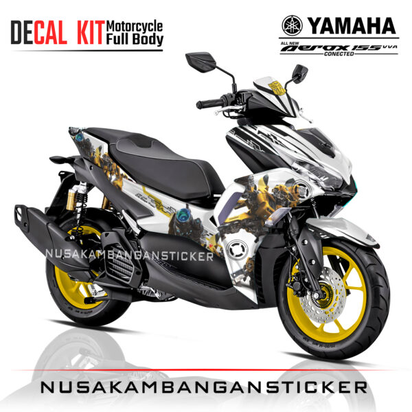 Decal-Yamaha All New Aerox Connected 155 Bumblebe Putih 05 Sticker Full Body Nusakambangan Sticker