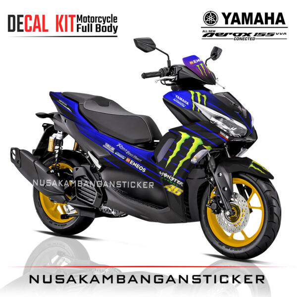 Decal-Yamaha All New Aerox Connected 155 Livery Moto GP Biru 02 Sticker Full Body Nusakambangan Sticker