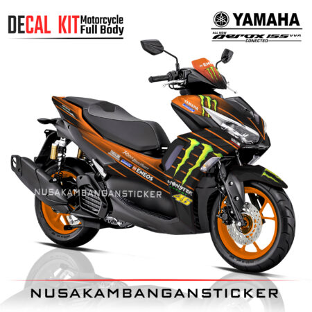 Decal-Yamaha All New Aerox Connected 155 Livery Moto GP Oren 04 Sticker Full Body Nusakambangan Sticker