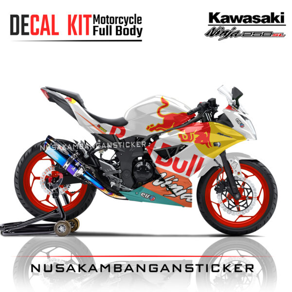 Decal stiker Kawasaki Ninja 250 SL Mono Livery Banteng Putih Sticker Full Body Nusakambangansticker