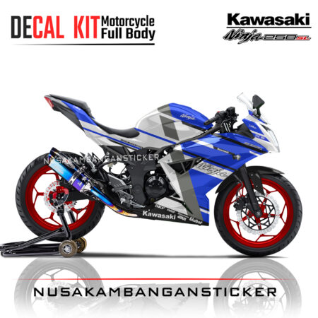 Decal stiker Kawasaki Ninja 250 SL Mono Livery Ducati Desmodesici Biru Sticker Full Body Nusakambangansticker