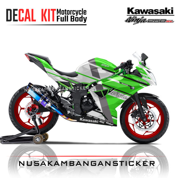 Decal stiker Kawasaki Ninja 250 SL Mono Livery Ducati Desmodesici Hijau Sticker Full Body Nusakambangansticker