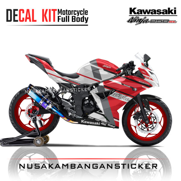 Decal stiker Kawasaki Ninja 250 SL Mono Livery Ducati Desmodesici Merah Sticker Full Body Nusakambangansticker