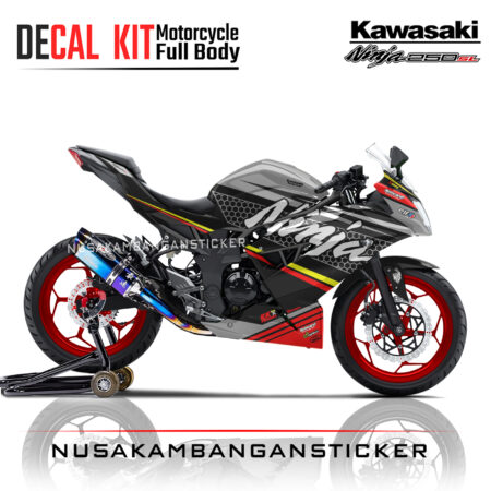 Decal stiker Kawasaki Ninja 250 SL Mono Livery KRT Abu-Abu Sticker Full Body Nusakambangansticker