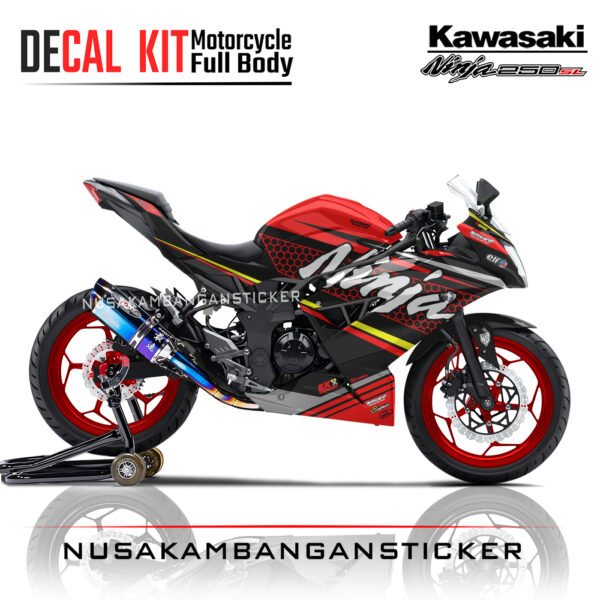 Decal stiker Kawasaki Ninja 250 SL Mono Livery KRT Merah Sticker Full Body Nusakambangansticker