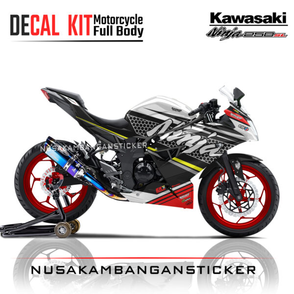 Decal stiker Kawasaki Ninja 250 SL Mono Livery KRT Putih Sticker Full Body Nusakambangansticker