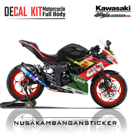 Decal stiker Kawasaki Ninja 250 SL Mono Livery Moto Gp Carl Crutchlow Hitam Sticker Full Body Nusakambangansticker