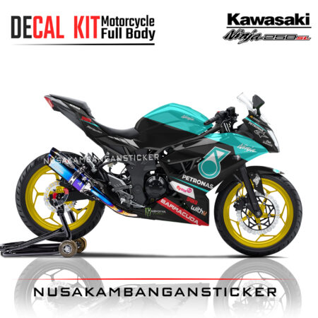 Decal stiker Kawasaki Ninja 250 SL Mono Livery Petronas Biru Sticker Full Body Nusakambangansticker