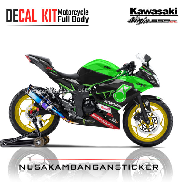 Decal stiker Kawasaki Ninja 250 SL Mono Livery Petronas HiJau Sticker Full Body Nusakambangansticker