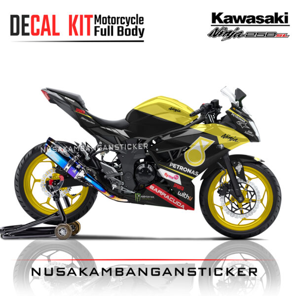 Decal stiker Kawasaki Ninja 250 SL Mono Livery Petronas Kuning Sticker Full Body Nusakambangansticker