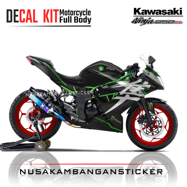 Decal stiker Kawasaki Ninja 250 SL Mono Livery Trick Star Hitam Sticker Full Body Nusakambangansticker