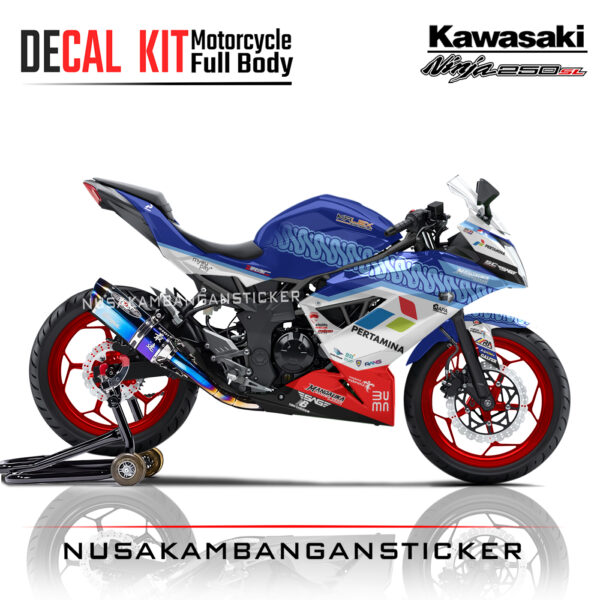 Decal stiker Kawasaki Ninja 250 SL Mono Mandalika Racing Team Biru Sticker Full Body Nusakambangansticker