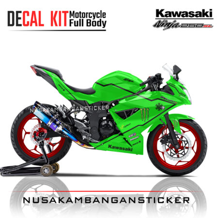 Decal stiker Kawasaki Ninja 250 SL Mono Winter Test Hijau Sticker Full Body Nusakambangansticker