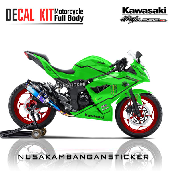 Decal stiker Kawasaki Ninja 250 SL Mono Winter Test Hijau Sticker Full Body Nusakambangansticker