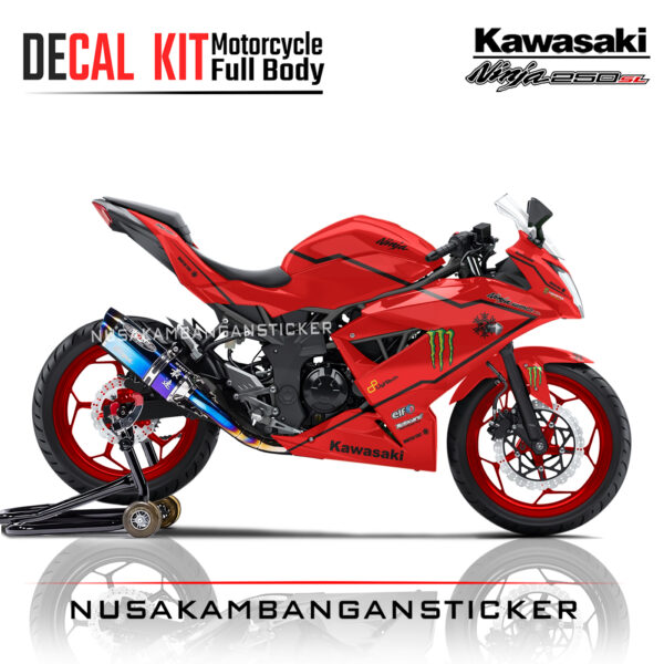 Decal stiker Kawasaki Ninja 250 SL Mono Winter Test Merah Sticker Full Body Nusakambangansticker
