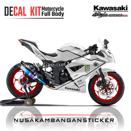 Decal stiker Kawasaki Ninja 250 SL Mono Winter Test Putih Sticker Full Body Nusakambangansticker