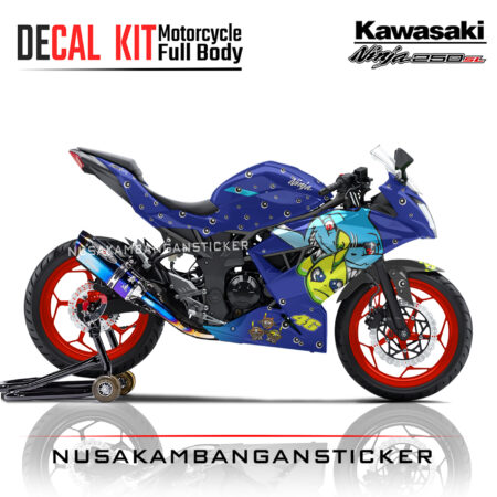 Decal stiker Kawasaki Ninja 250 SL Shark Blue Rossi Sticker Full Body Nusakambangansticker