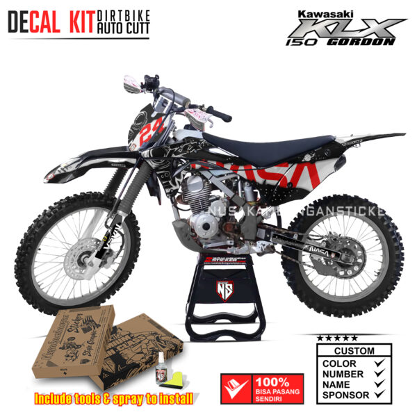 DECAL KIT STICKER KAWASAKI KLX 150 GORDON GRAFIS ASTROUNOT RED01