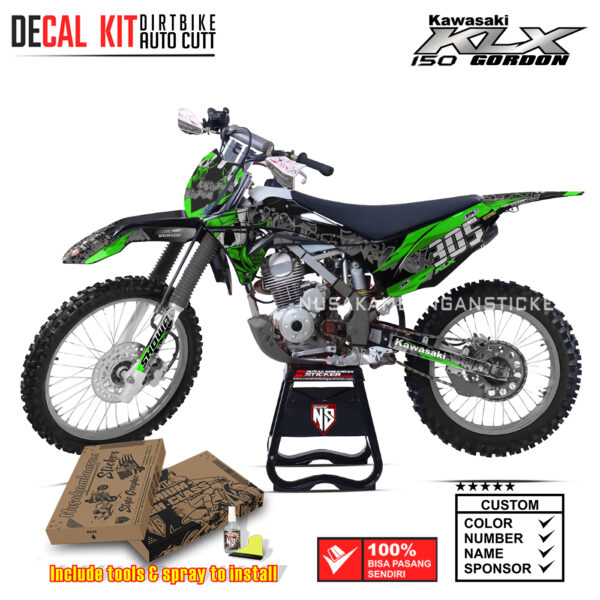 DECAL KIT STICKER KAWASAKI KLX 150 GORDON GRAFITY BOY RACING GREEN03