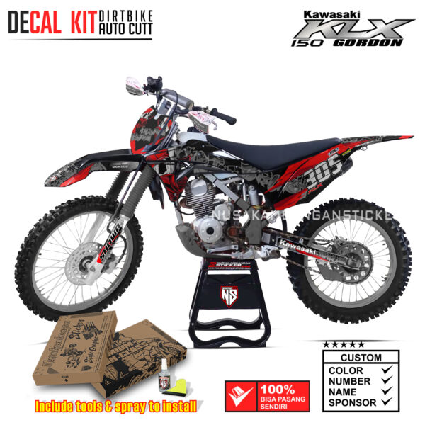 DECAL KIT STICKER KAWASAKI KLX 150 GORDON GRAFITY BOY RACING RED01