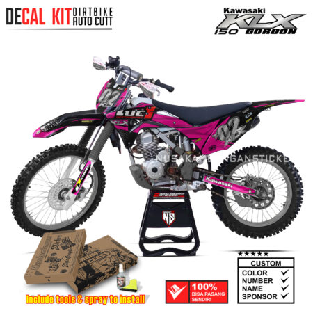 DECAL KIT STICKER KAWASAKI KLX 150 GORDON LUCH ONE MOTOR RACING PINK03