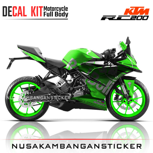 DECAL KIT STICKER KTM RC200 GRAFIS BLACK BANTENG RACING HIJAU04 KTM GRAPHIC MOTORCYCLE