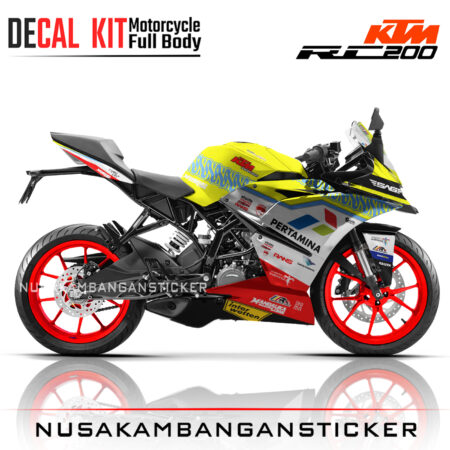 DECAL KIT STICKER KTM RC200 GRAFIS MANDALIKA SAG PERTAMINA KUNING05 KTM GRAPHIC MOTORCYCLE