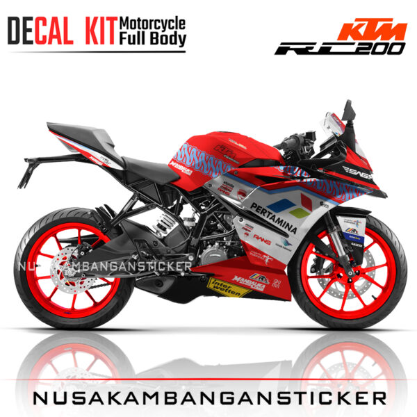 DECAL KIT STICKER KTM RC200 GRAFIS MANDALIKA SAG PERTAMINA MERAH04 KTM GRAPHIC MOTORCYCLE