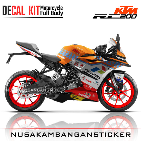 DECAL KIT STICKER KTM RC200 GRAFIS MANDALIKA SAG PERTAMINA OREN03 KTM GRAPHIC MOTORCYCLE