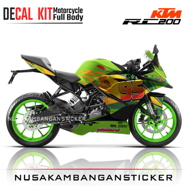 DECAL KIT STICKER KTM RC200 GRAFIS MCQUEEN 95 RACING HIJAU05 KTM GRAPHIC MOTORCYCLE