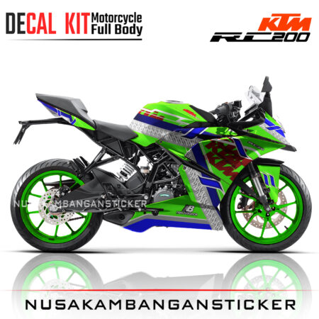 DECAL KIT STICKER KTM RC200 GRAFIS NS MANDALIKA NS NEW HIJAU03 KTM GRAPHIC MOTORCYCLE