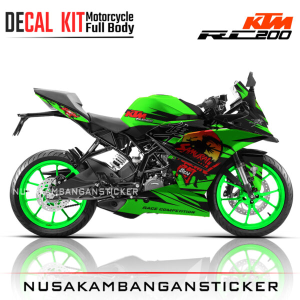 DECAL KIT STICKER KTM RC200 GRAFIS SAMURAI SHOWDWON HIJAU02 KTM GRAPHIC MOTORCYCLE