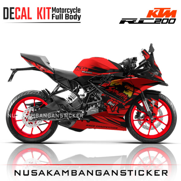 DECAL KIT STICKER KTM RC200 GRAFIS SAMURAI SHOWDWON MERAH05 KTM GRAPHIC MOTORCYCLE