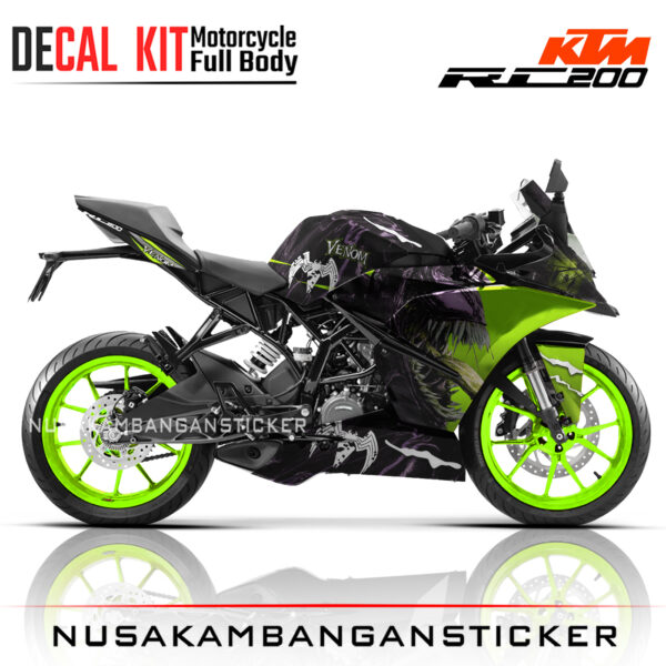 DECAL KIT STICKER KTM RC200 GRAFIS VENOM HEAD HIJAU04 KTM RAPHIC MOTORCYCLE