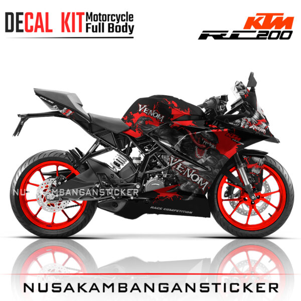 DECAL KIT STICKER KTM RC200 GRAFIS VENOM SPIDER MERAH01 KTM RAPHIC MOTORCYCLE