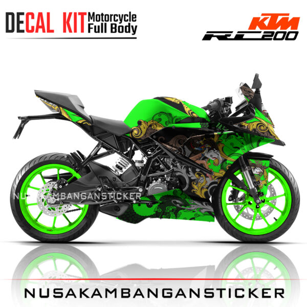 DECAL KIT STICKER KTM RC200 GRAFIS WAYANG CULLTURE HIJAU03 KTM GRAPHIC MOTORCYCLE