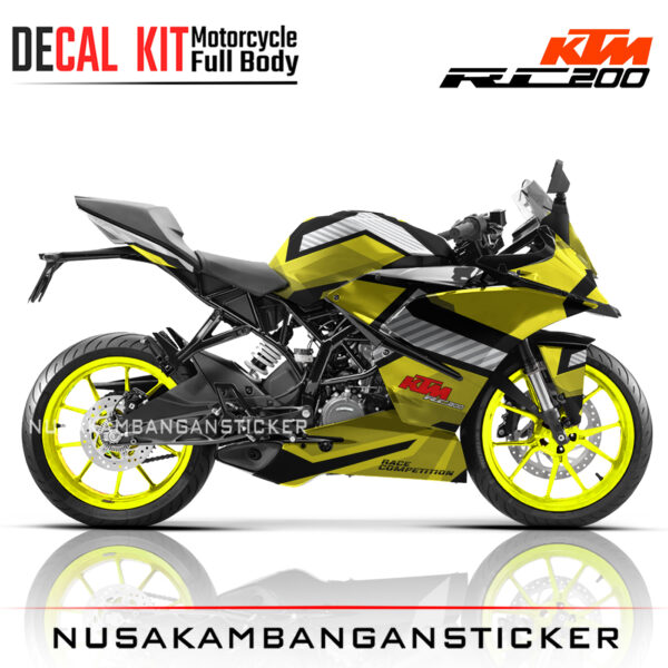 DECAL KIT STICKER KTM RC200 GRAFIS YELLOW ABSTRAK RACING KUNING04 KTM RAPHIC MOTORCYCLE