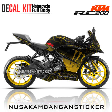 DECAL KIT STICKER KTM RC200 LIVERY CRACKED KUNING03 KTM RAPHIC MOTORCYCLE