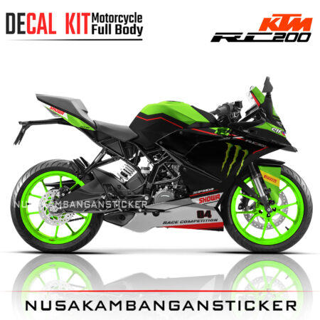 DECAL KIT STICKER KTM RC200 LIVERY ZX10R RACING HITAM01 KTM RAPHIC MOTORCYCLE