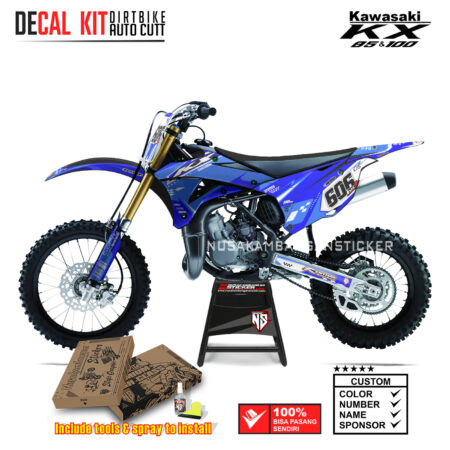 DECAL KIT STICKER KX 85 KX 100 GRAFIS FLAG CROSS STAR RACING BLUE05 KAWASAKI GRAPHIC KIT MOTOCROSS