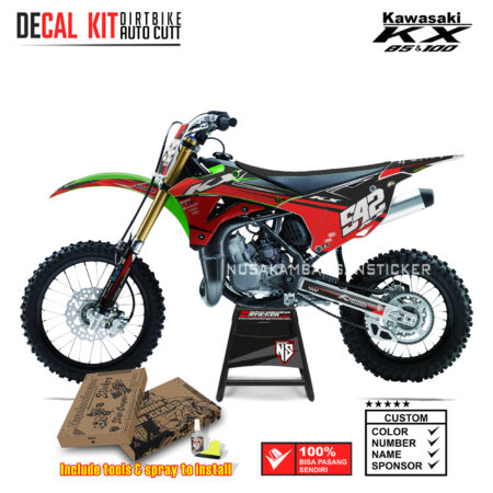 DECAL KIT STICKER KX 85 KX 100 GRAFIS FX CROSS RACING RED01 KAWASAKI GRAPHIC KIT MOTOCROSS