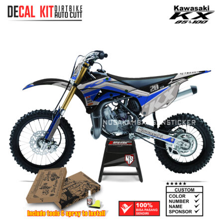 DECAL KIT STICKER KX 85 KX 100 GRAFIS GO PRO28 RACING CROSS BLUE02 KAWASAKI GRAPHIC KIT MOTOCROSS