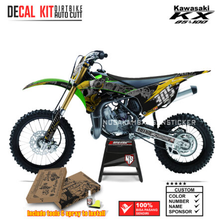 DECAL KIT STICKER KX 85 KX 100 GRAFIS GRAFITY RACING BOY YELLOW01 KAWASAKI GRAPHIC KIT MOTOCROSS
