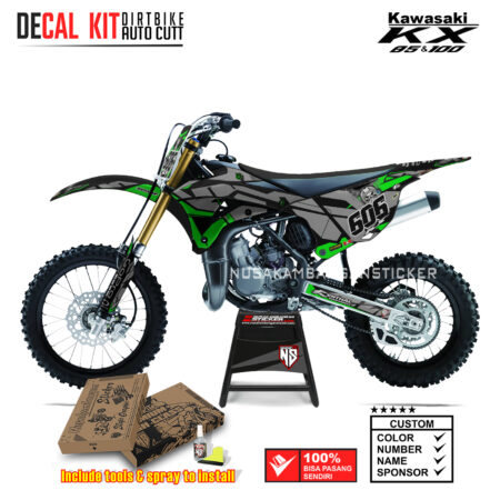 DECAL KIT STICKER KX 85 KX 100 GRAFIS GRAFITY SKULL RACING GREEN03 KAWASAKI GRAPHIC KIT MOTOCROSS