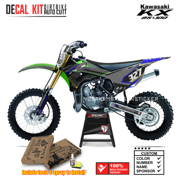 DECAL KIT STICKER KX 85 KX 100 GRAFIS GRAY SHOWA RACING BLUE02 KAWASAKI GRAPHIC KIT MOTOCROSS