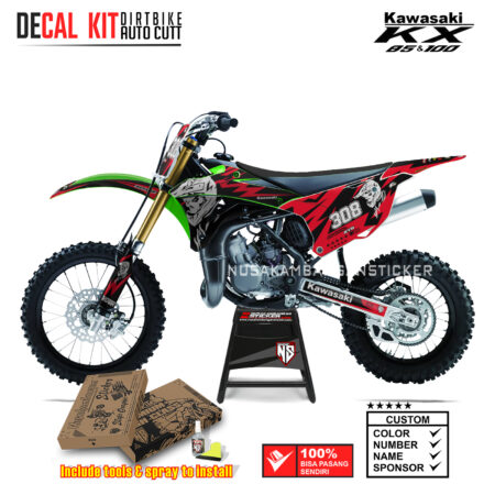 DECAL KIT STICKER KX 85 KX 100 GRAFIS HELMET SKULL RACING RED04 KAWASAKI GRAPHIC KIT MOTOCROSS