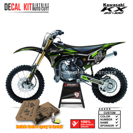 DECAL KIT STICKER KX 85 KX 100 GRAFIS KX FACTORY RACING GREEN03 KAWASAKI GRAPHIC KIT MOTOCROSS